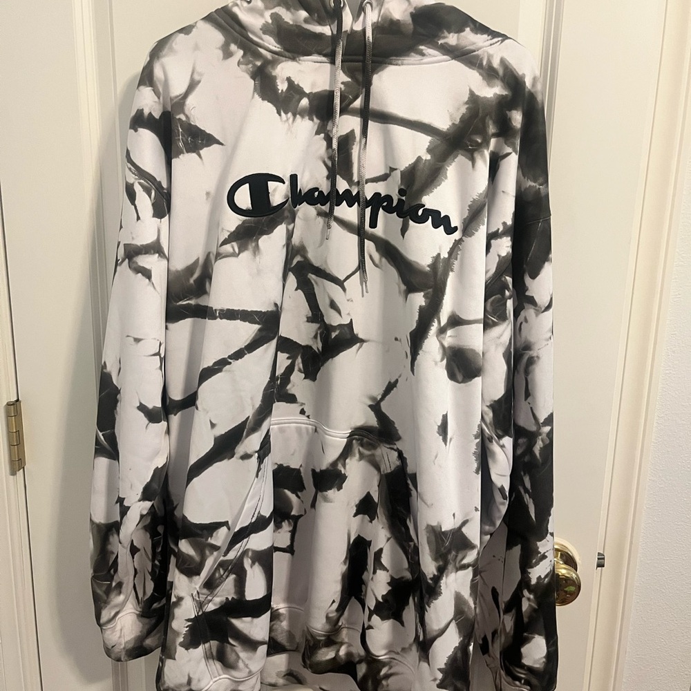 Champion Black and White Tie-Dye Hoodie